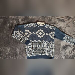 Vintage Porto Bello Aztec Knit Sweater Mens Southwestern Pattern